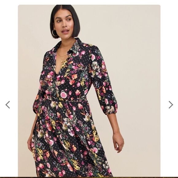 NEW Torrid Tea Length Studio Refined Woven Shirt Dress Size 5 5X Floral Print - Picture 1 of 12